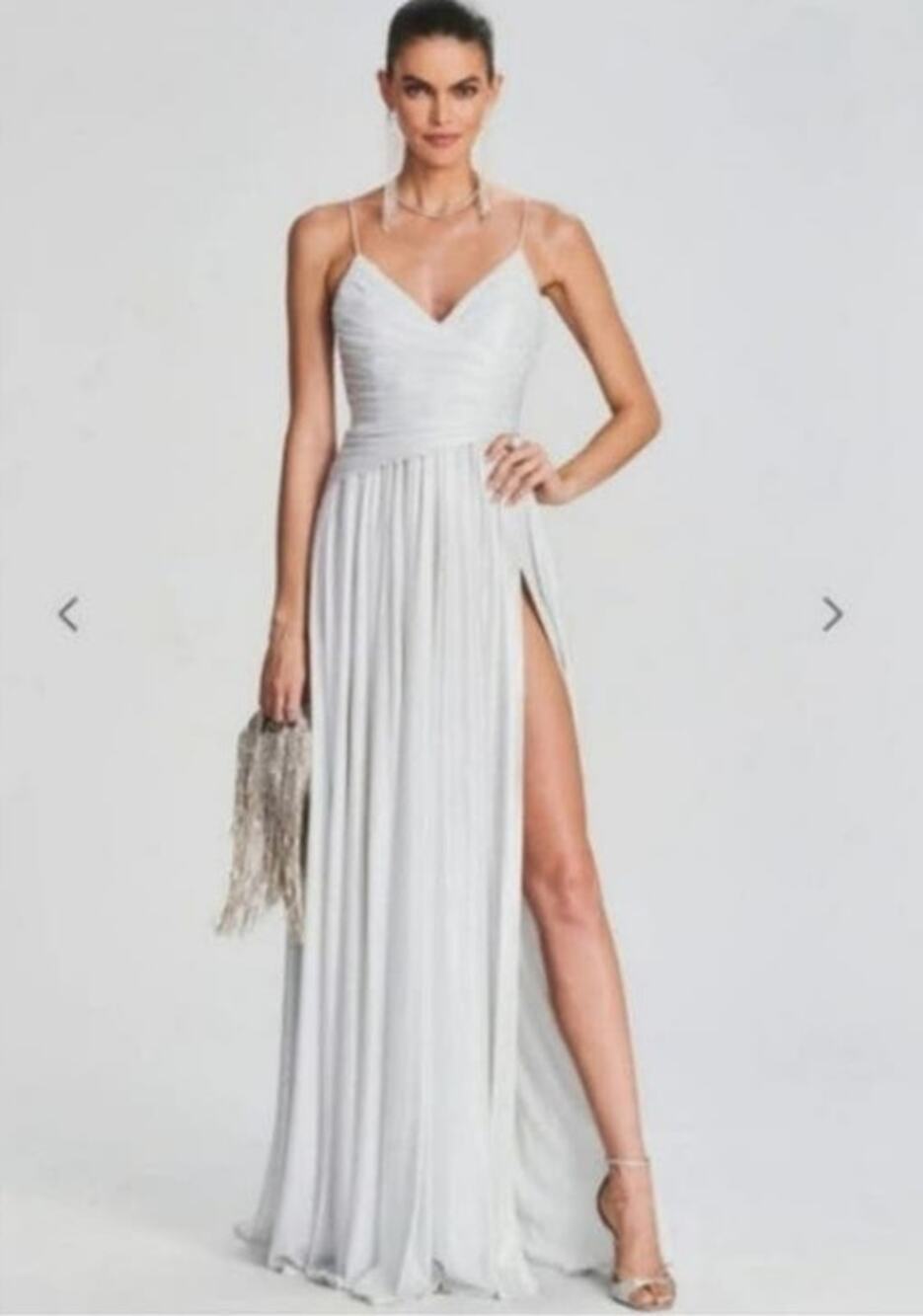 Retrofete Doss Dress in Silver/White Size Medium Maxi NWT Spaghetti Straps